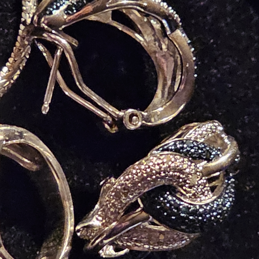 4 piece,NECKLACE FRENCH BACK EARRINGS, RING SIZE 7.STAMPED KRN RHODIUM